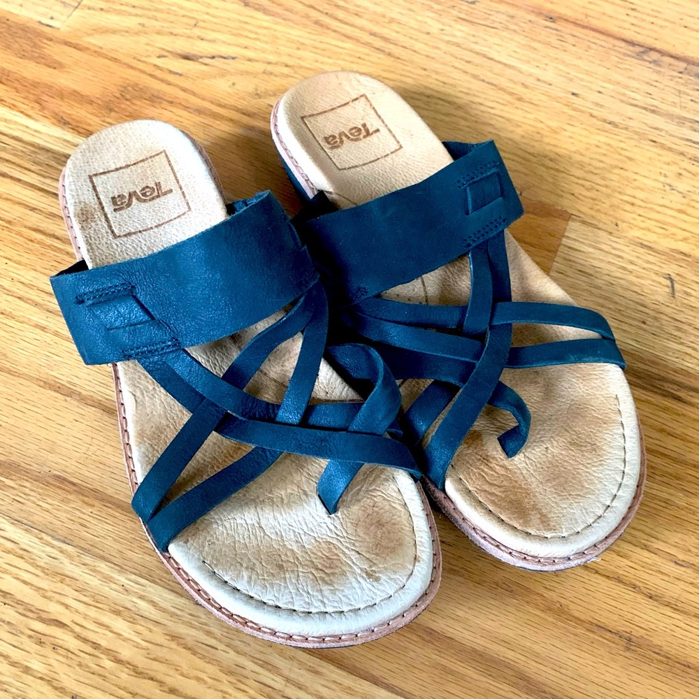 Black Leather Teva Sandals